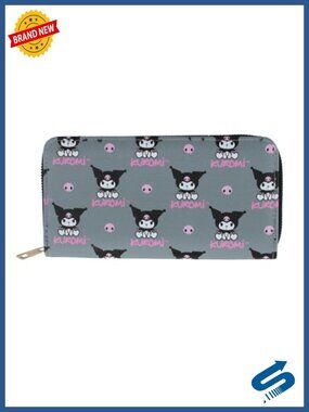 Vegan Leather Zip Wallet with Kuromi Design